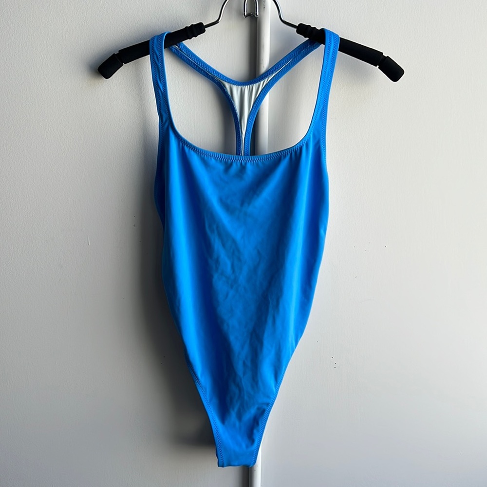 Solid & Striped one piece bathing suit size S
